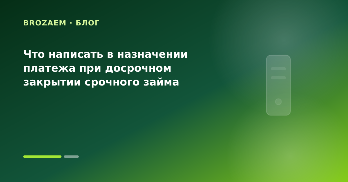 Что написать в назначении платежа при досрочном закрытии срочного займа — иллюстрация BroZaem