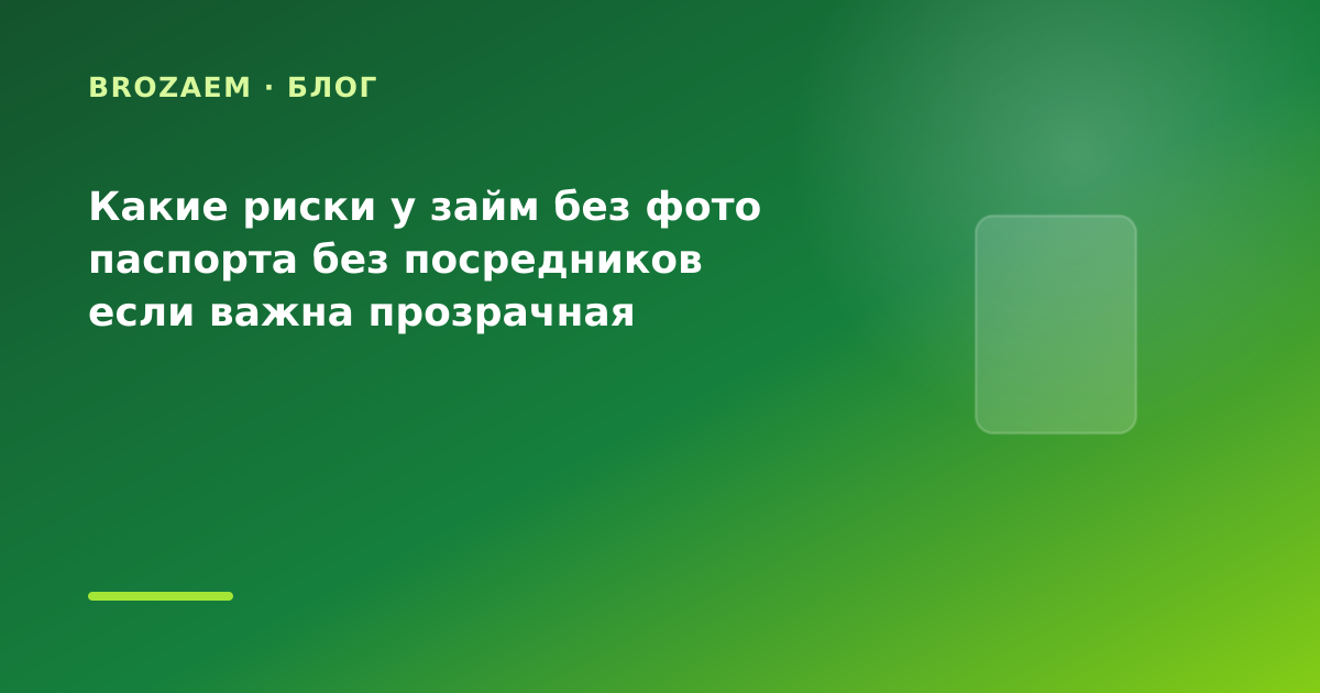 Какие риски у займ без фото паспорта без посредников если важна прозрачная ставка: разбор — иллюстрация BroZaem