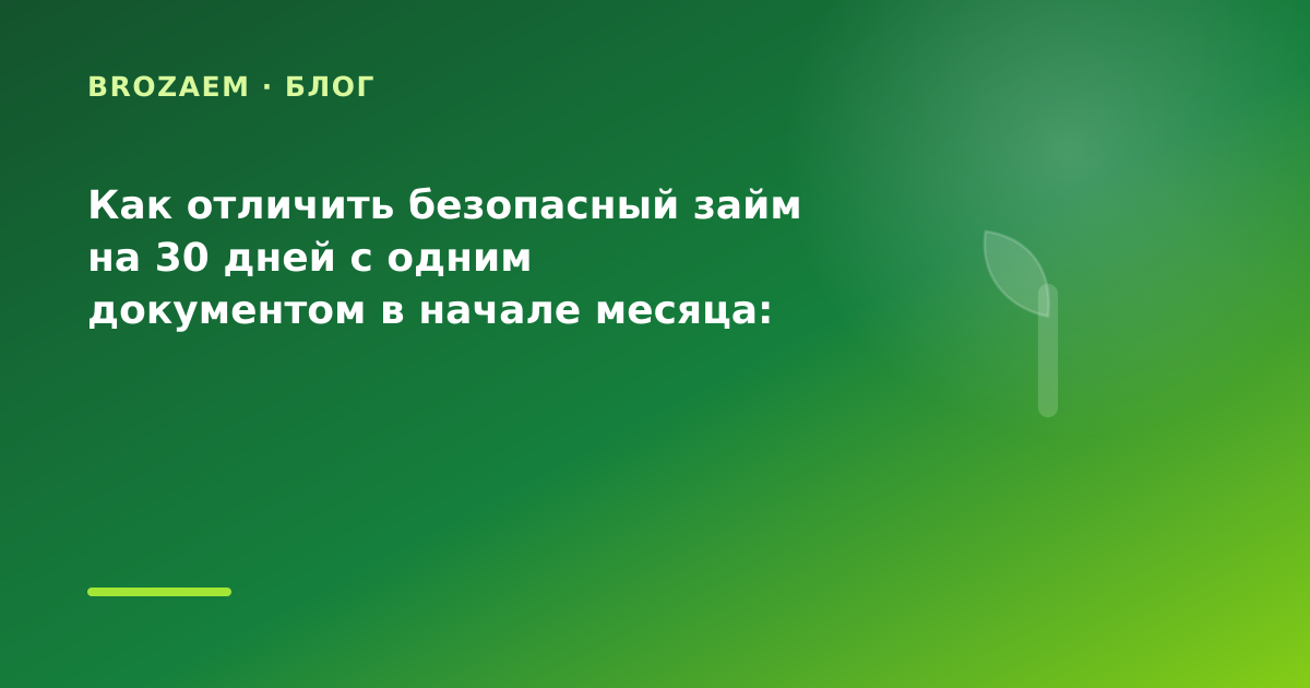 Как отличить безопасный займ на 30 дней с одним документом в начале месяца: разбор условий — иллюстрация BroZaem